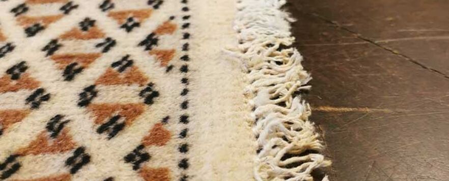 Pakistani Bokhara Hand Knotted Rug Fringe Restoration -after