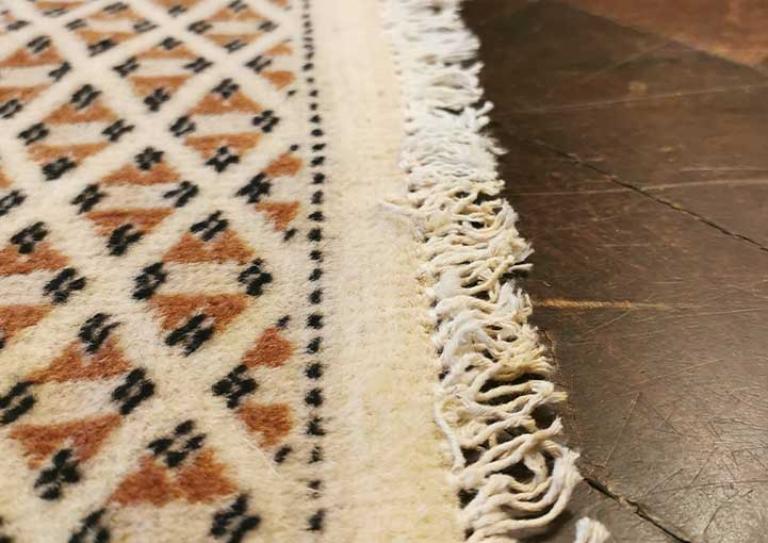 Pakistani Bokhara Hand Knotted Rug Fringe Restoration -after